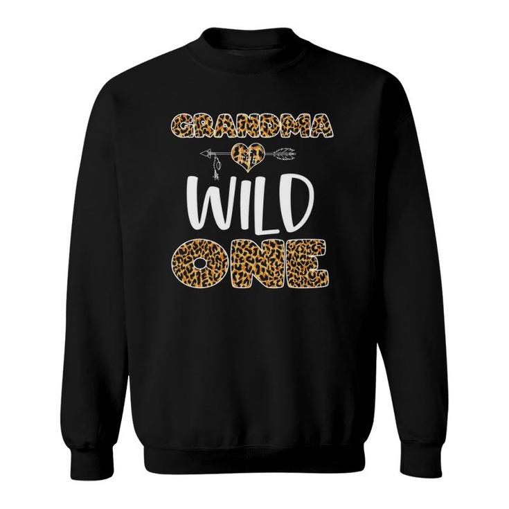 Grandma Of The Wild One Leopard Print 1St Birthday Sweatshirt