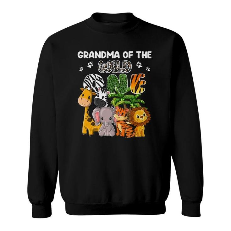 Grandma Of The Wild One Themed Safari Jungle Animal  Sweatshirt