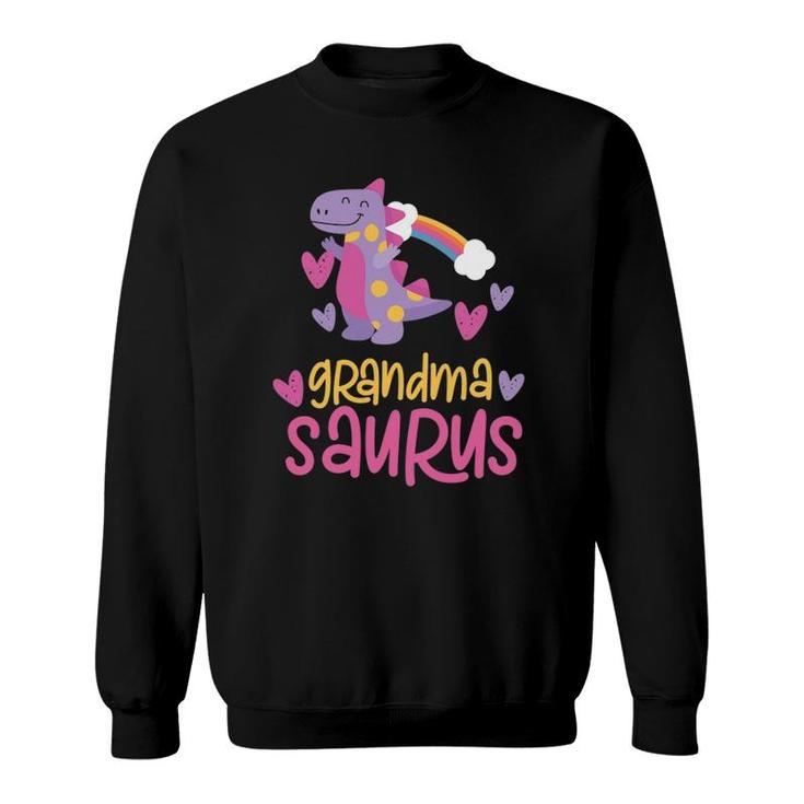 Grandma Saurus T Rex Dinosaur Rainbow Sweatshirt