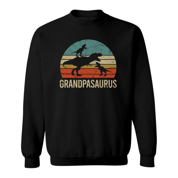 Grandpa Dinosaur Gift Funny Grandpasaurus 2 Two Grandkids Sweatshirt