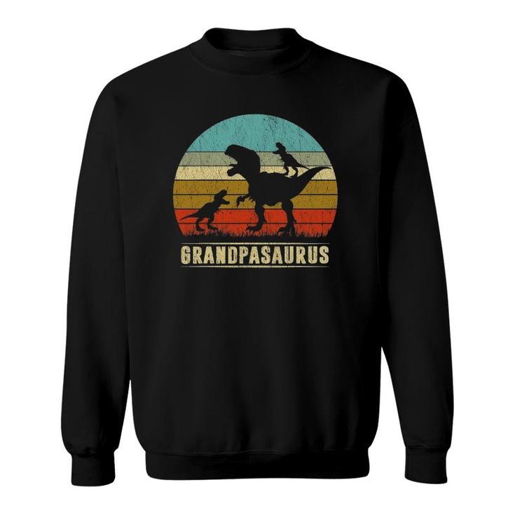 Grandpa Dinosaur Grandpasaurus 2 Two Kids Father's Day Sweatshirt