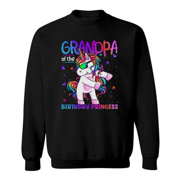Grandpa Of The Birthday Princess Flossing Unicorn Mens Sweatshirt