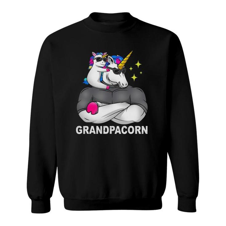 Grandpacorn Muscle , Unicorn Toddler With Grandpa Sweatshirt
