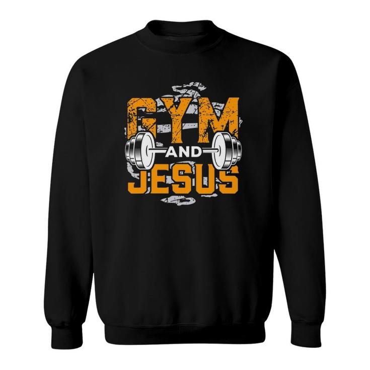 Gym And Jesus  Jesus Workout Jesus Christian Fitness Sweatshirt