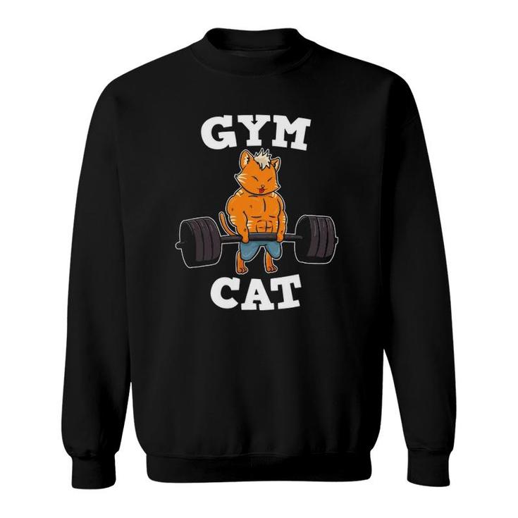 Gym Cat Fitness Deadlift Weights Exercise Kitten Gift Idea Sweatshirt