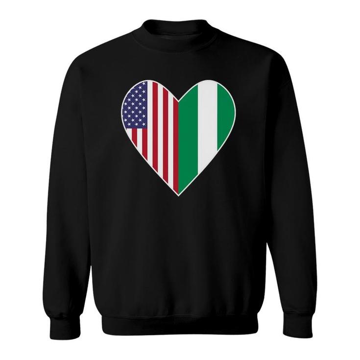 Half Nigeria Flag Half American Flag Love Heart Sweatshirt