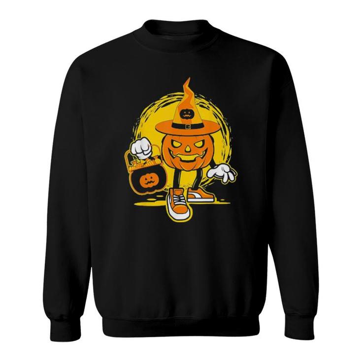 Halloween Pumpkin Game Design Character With Candies Sweatshirt
