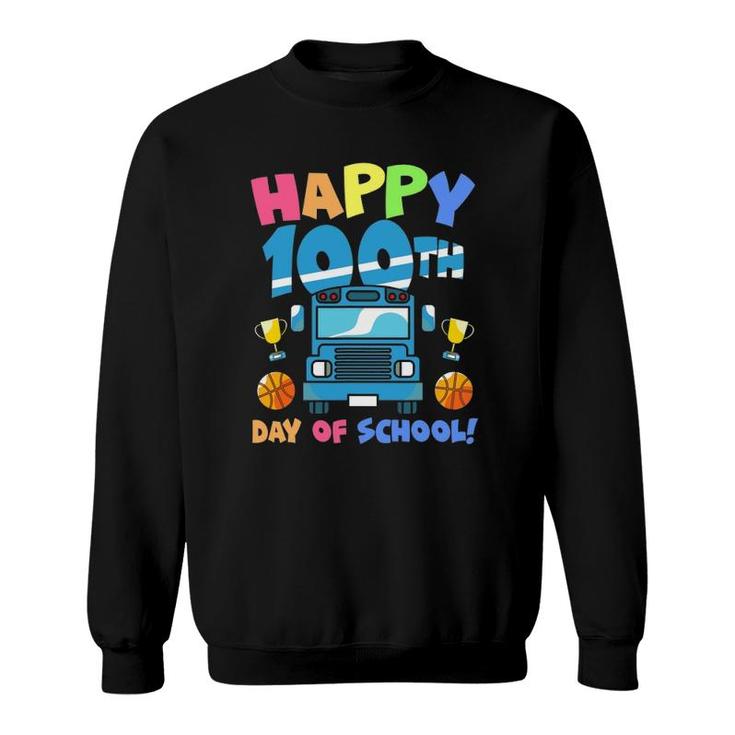 Happy 100Th Day Of School Truck Boys Kids 100 Days Of School Sweatshirt