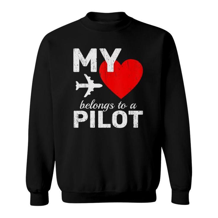 Heart Pilot Airplane Aircraft Sky Fly Couple Tee Copilot  Sweatshirt