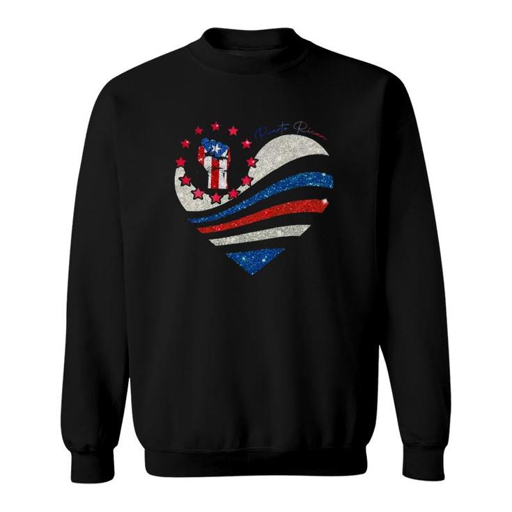 Heart Puerto Rican Flag Raised Fist Puerto Rico Sweatshirt