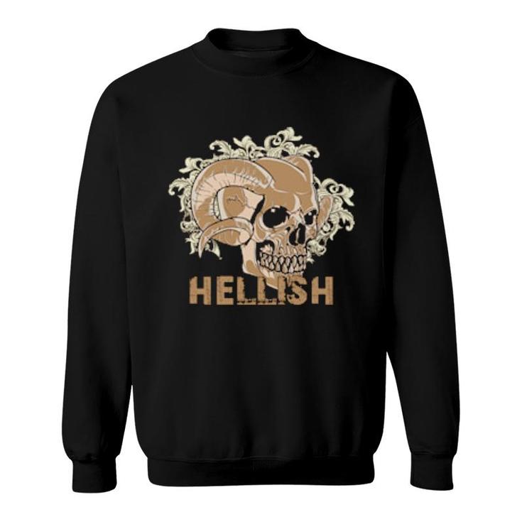 Hellish Brown Skull Head With Pattern Sweatshirt
