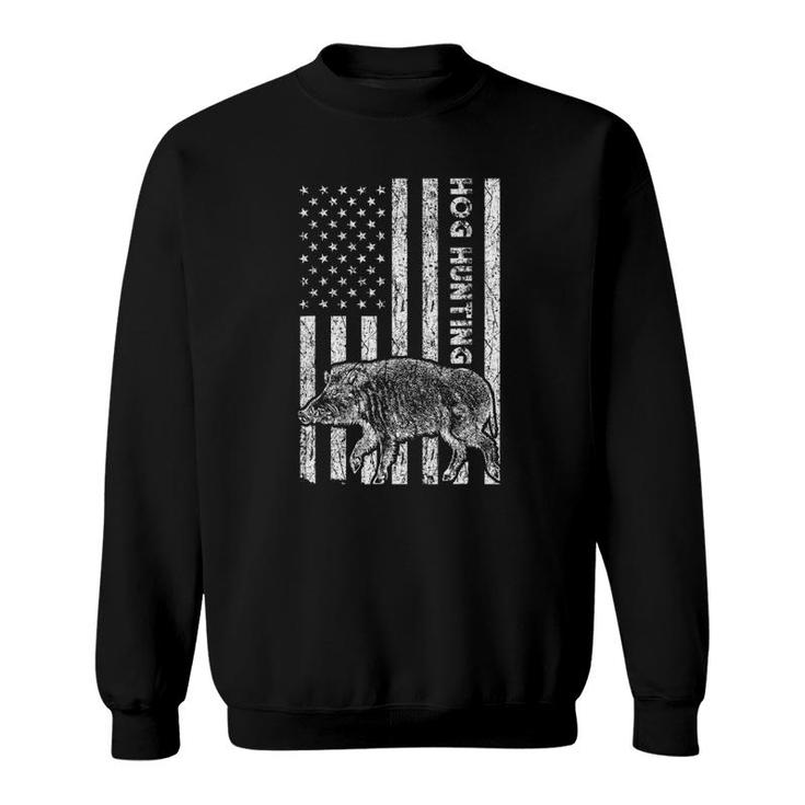 Hog Hunting American Flag Wild Vintage Pig Gift Sweatshirt