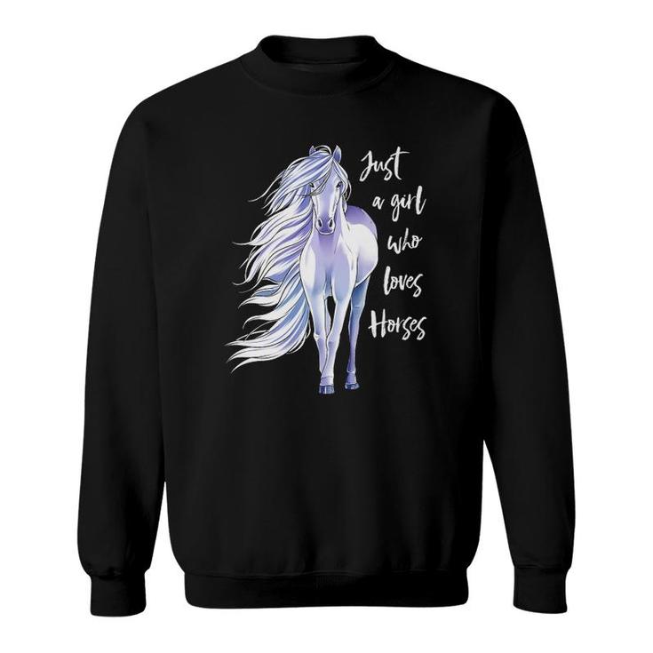 Horse Just A Girl Who Loves Horseback Riding Equestrian Farm Premium Sweatshirt