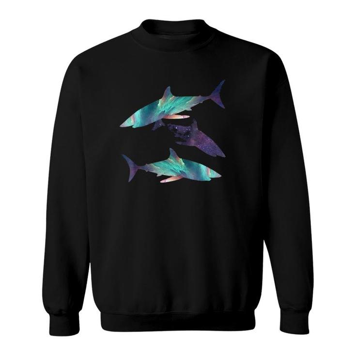 Hungry Colorful Space Sharks For Men, Women Or Kids Sweatshirt