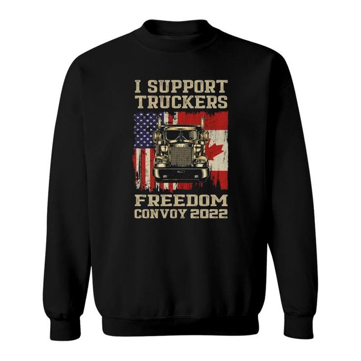 I Support Truckers Freedom Convoy 2022 American Canada Flags Sweatshirt