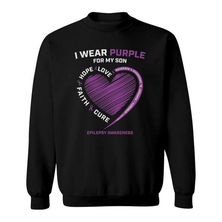 I Wear Purple For My Son Epilepsy Awareness Mom Dad Women Sweatshirt