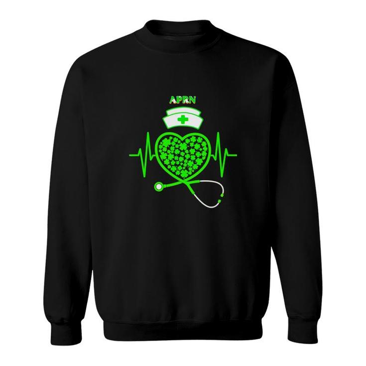 Irish Aprn Shamrock Heart Stethoscope St Pattys Day Proud Nursing Job Title Sweatshirt