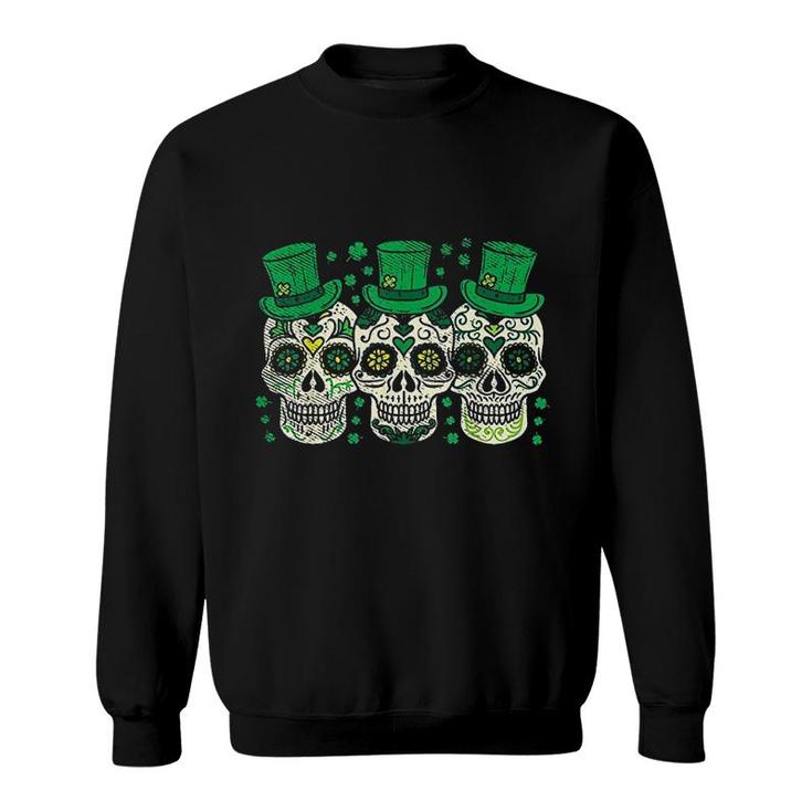 Irish Mexican Sugar Skull Leprechauns Cool St Patricks Day Sweatshirt