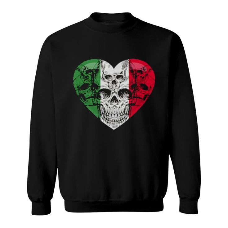 Italia Heart Fan Jersey Italy Flag With Skulls  Sweatshirt