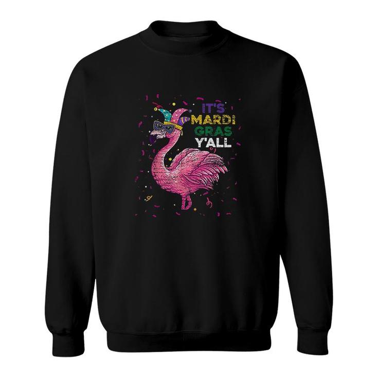Its Mardi Gras Yall Flamingo Mardi Gras Costume Sweatshirt
