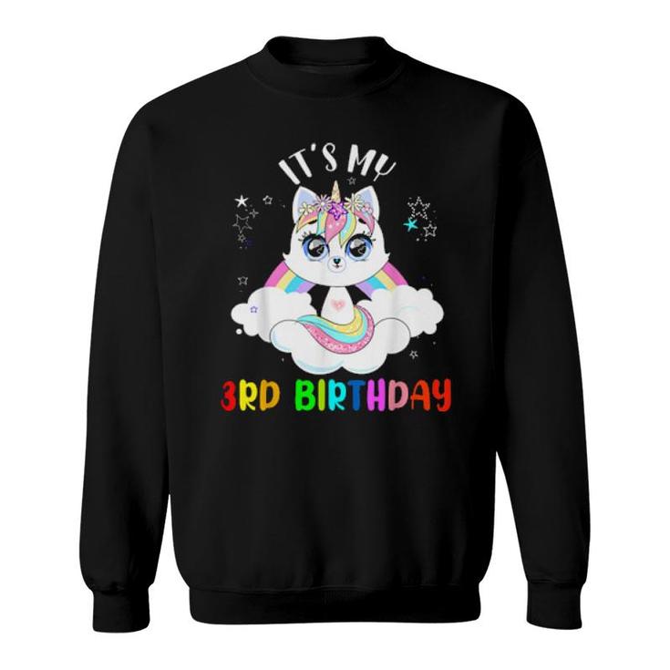 It's My 3Rd Birthday Cute Rainbow Unicorn Cat Toddler  Sweatshirt