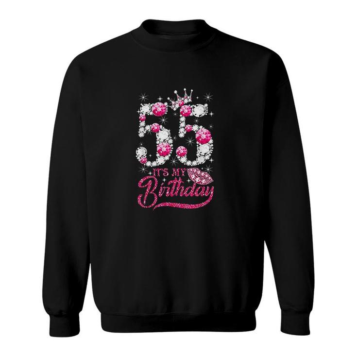 Its My 55th Birthday Queen 55 Years Old Shoes Crown Diamond  Sweatshirt