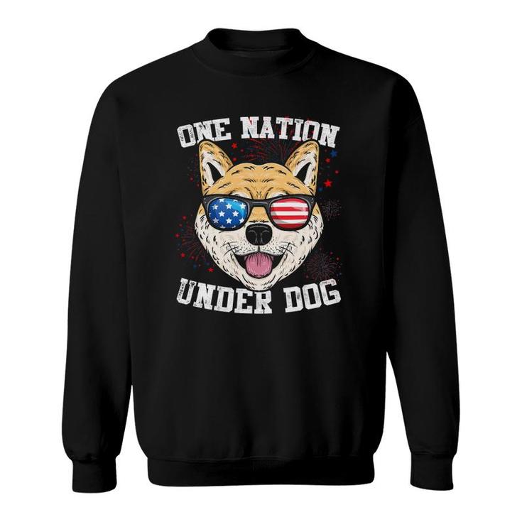 Japanese Spitz One Nation Under Dog 4Th Of July Funny Gift Sweatshirt