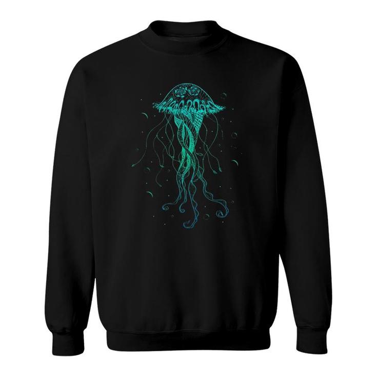 Jellyfish Sea Animal Psychedelic Art Marine Decoration  Sweatshirt