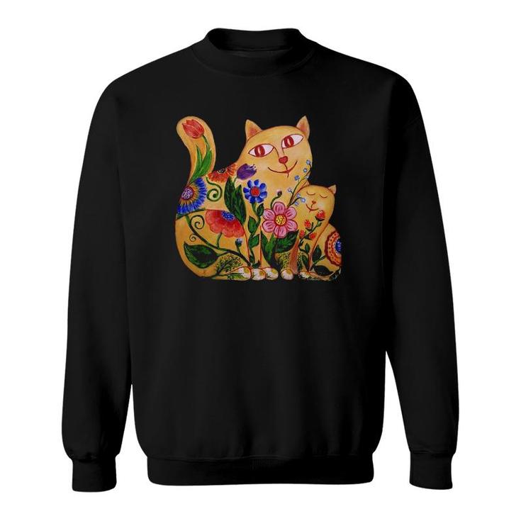 Joy Of Being Together Two Cute Cats Mother And Child Sweatshirt