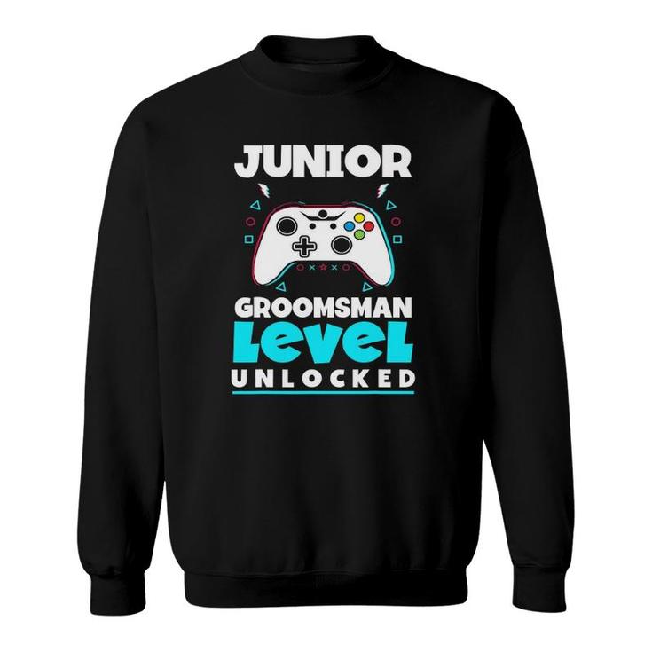 Junior Groomsman Level Unlocked Gaming Party Awesome Cute Sweatshirt