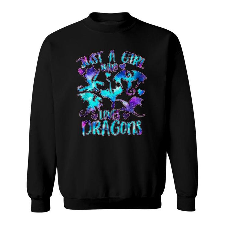 Just A Girl Who Loves Dragons Galaxy Dragon Lover Girls Sweatshirt