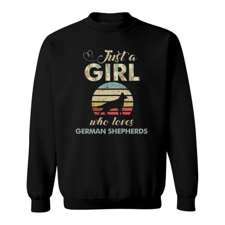 Just A Girl Who Loves German Shepherds Retro Vintage Dog Sweatshirt