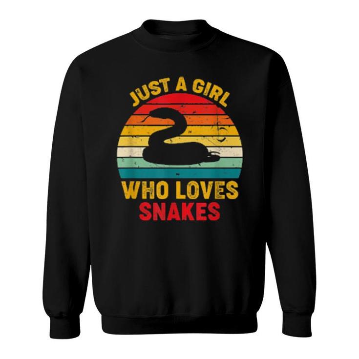 Just A Girl Who Loves Snakes Retro Sunset Snakes  Sweatshirt