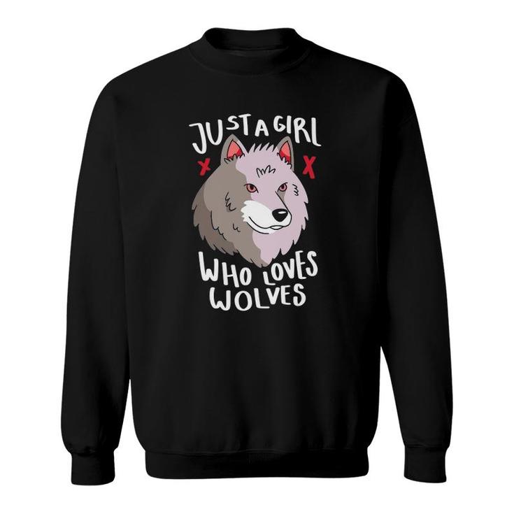 Just A Girl Who Loves Wolves Youth Werewolf Full Sweatshirt