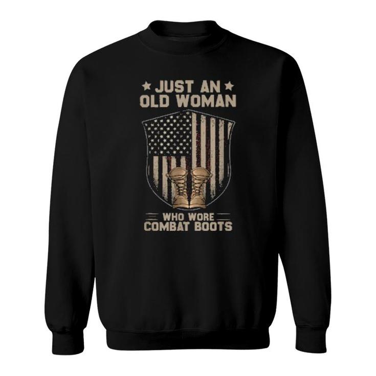 Just An Old Who Wore Combat Boots Usa Flag Vintage Sweatshirt