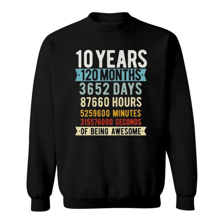 Kids 10Th Birthday 10 Years Old Vintage Retro 120 Months Sweatshirt