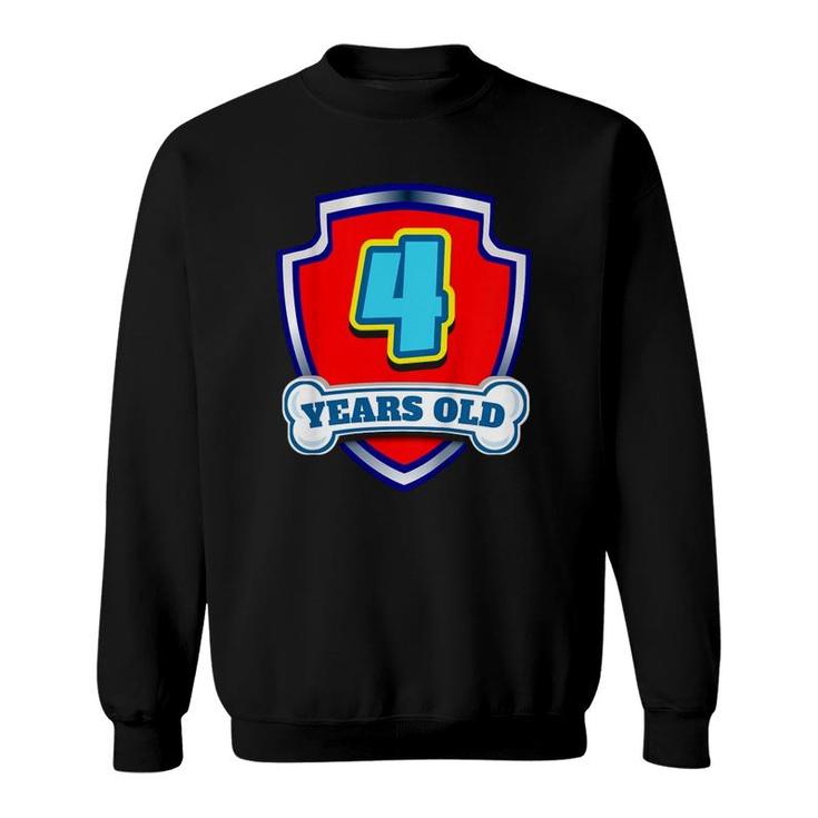 Kids 4 Years Old 4Th Birthday Paw Themed Party Gift Boys Girls Sweatshirt