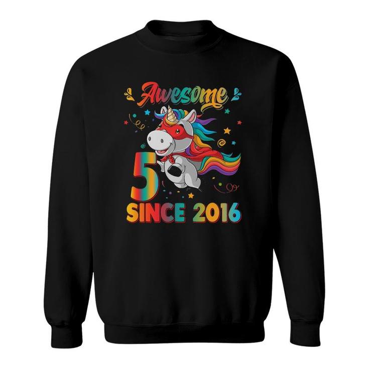 Kids 5 Years Old Unicorn Superhero Rainbow 5Th Birthday Party Sweatshirt