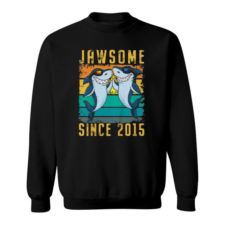 Kids 6Th Birthday Shark 6 Years Old Jawsome Since 2015 Ver2 Sweatshirt