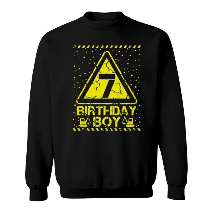 Kids 7Th Birthday Boy 7 Year Old Construction Birthday Party Sweatshirt
