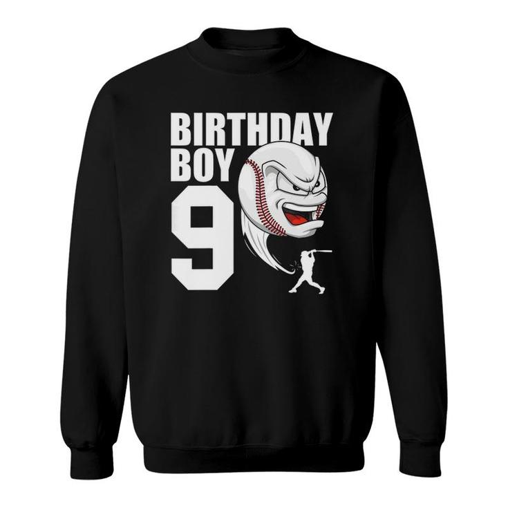 Kids 9 Years Old Baseball Birthday Party Theme 9Th Gift For Boy Sweatshirt