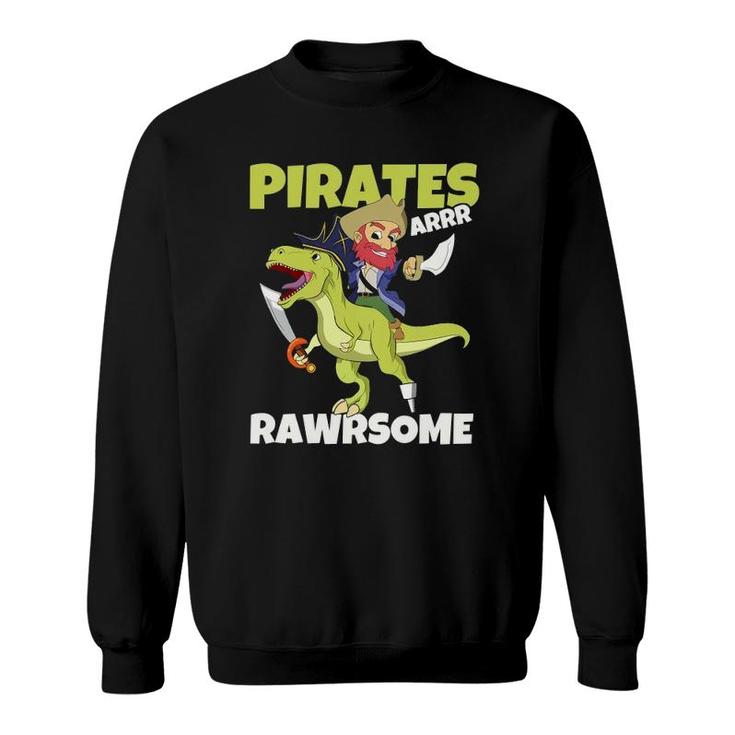 Kids Caribbean Pirates Are Rawrsome Toddler Boy Dinosaur Pirate Sweatshirt