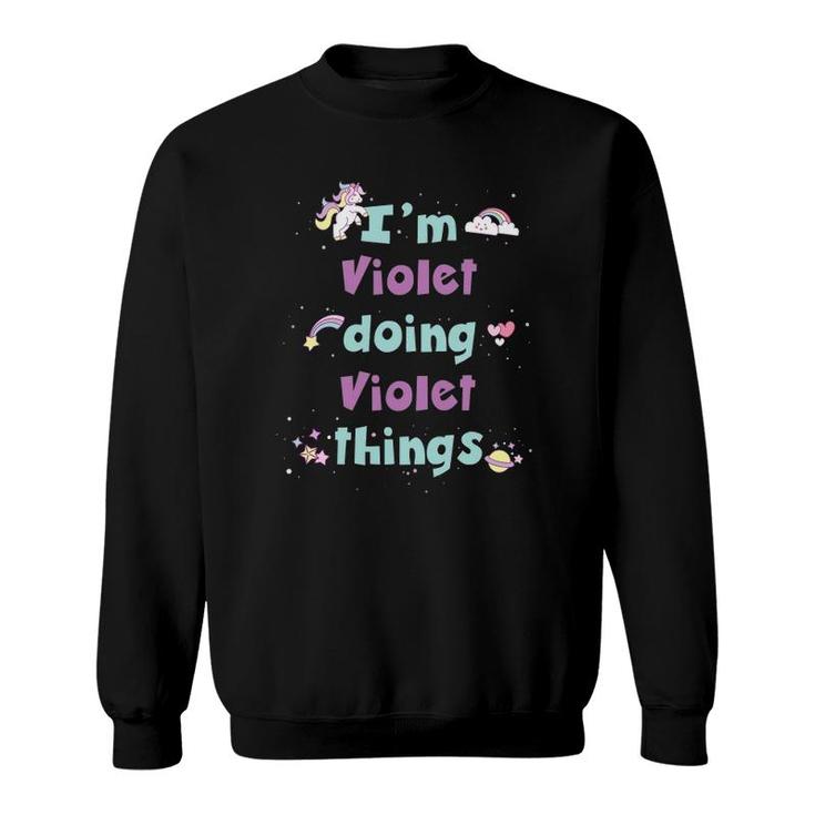 Kids Cute Violet Personalized First Name Girls Sweatshirt