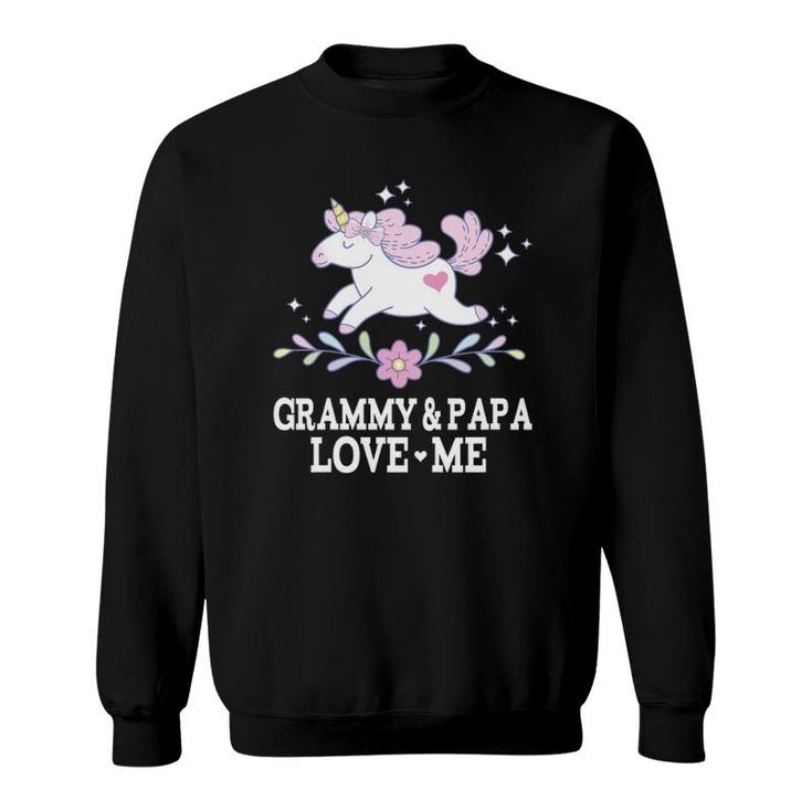 Kids Grammy And Papa Love Me Granddaughter Unicorn Sweatshirt