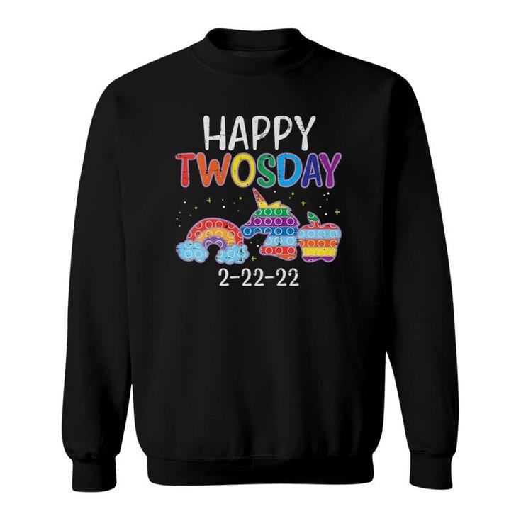 Kids Happy Twosday Tuesday 2-22-22 Fidget Pop Twos Day Girls Kids Sweatshirt