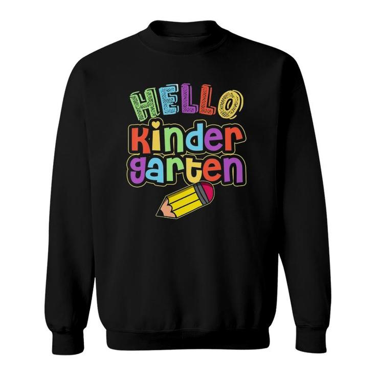 Kids Hello Kindergarten First Day Of Kindergarten Back To School Sweatshirt