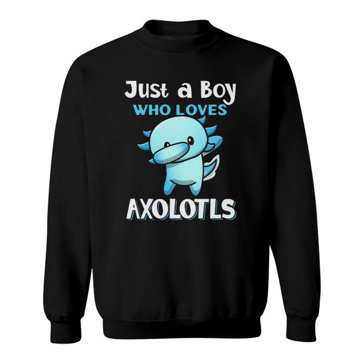 Kids Just A Boy Who Loves Axolotls Cute Funny Kawaii Awesome Sweatshirt