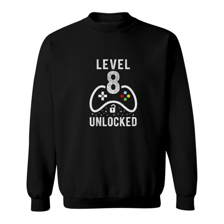 Kids Level 8 Unlocked Video Game 8th Birthday Gift  Sweatshirt