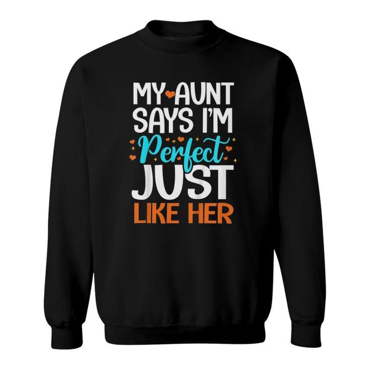 Kids My Aunt Says I'm Perfect Just Like Her Auntie Niece Nephew Sweatshirt