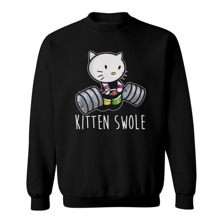 Kitten Swole Cat Powerlifting Weightlifting Gym Training Sweatshirt